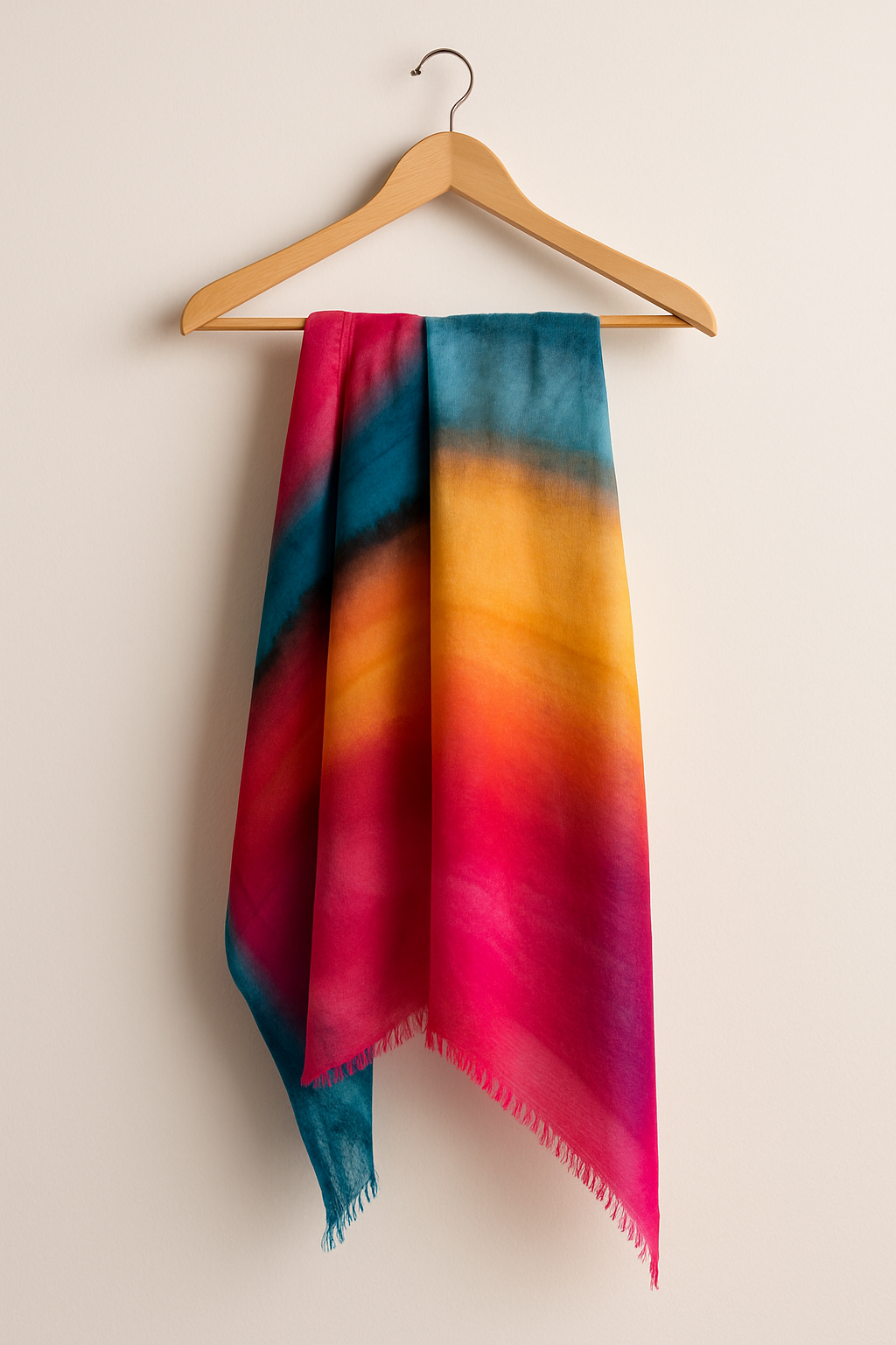 "Elegant sunset-colored pashmina shawl for women, crafted in Nepal"